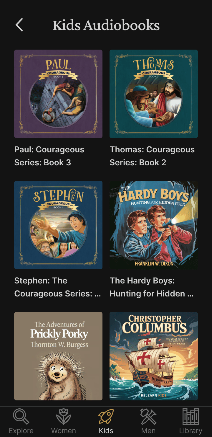 The homescreen of a Treefort audiobook app.