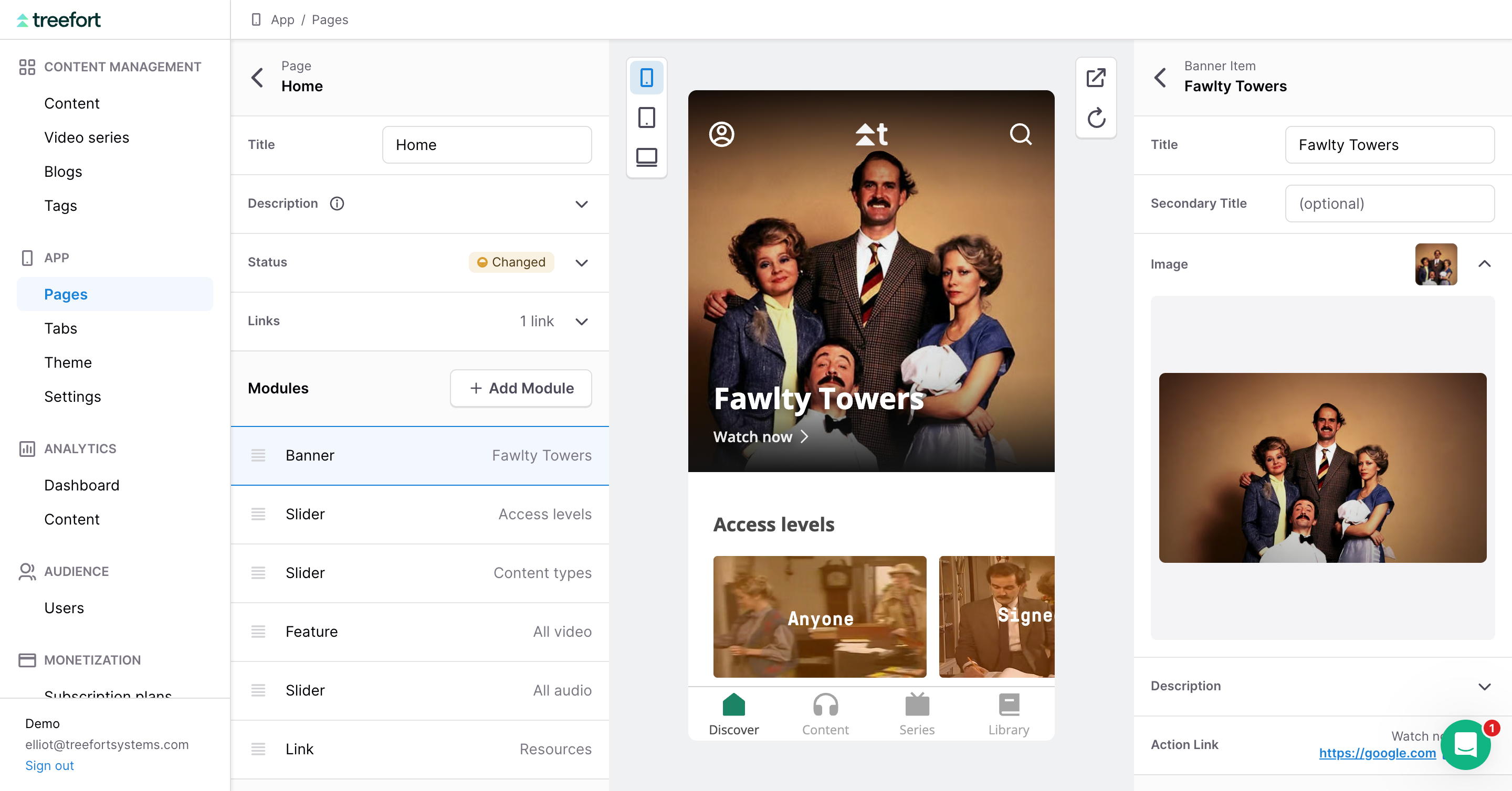The Treefort dashboard